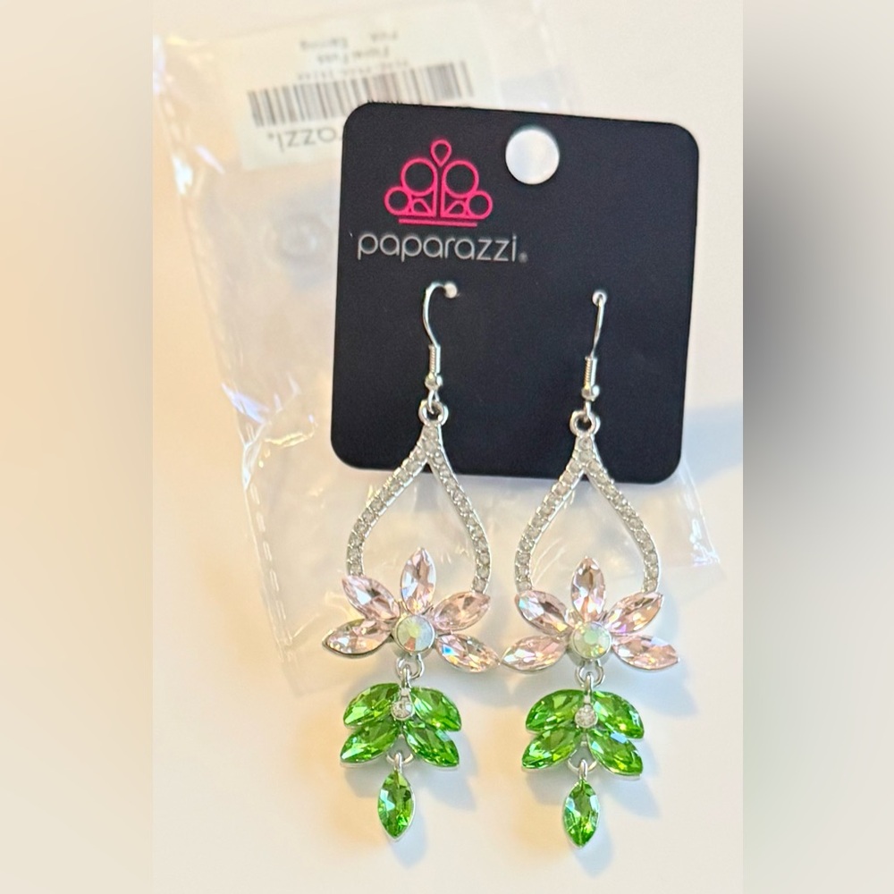 Paparazzi Silver and Blush Pink Floral Earrings